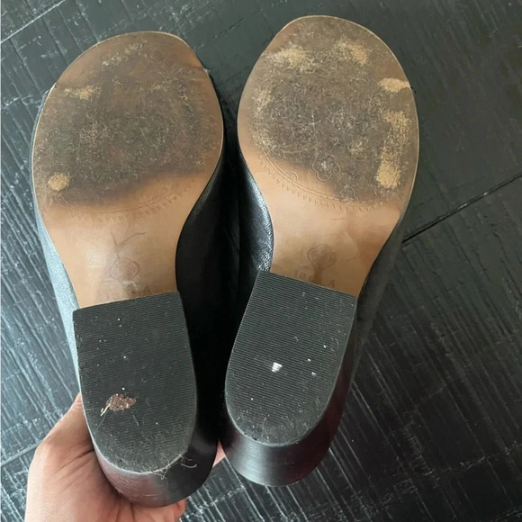 Isola Leather Block Heel Open Toe Slip On Heels SZ 7 - Picture 5 of 6